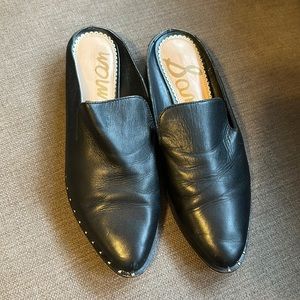 Sam Edelman Black Leather Loafer Slides size 8